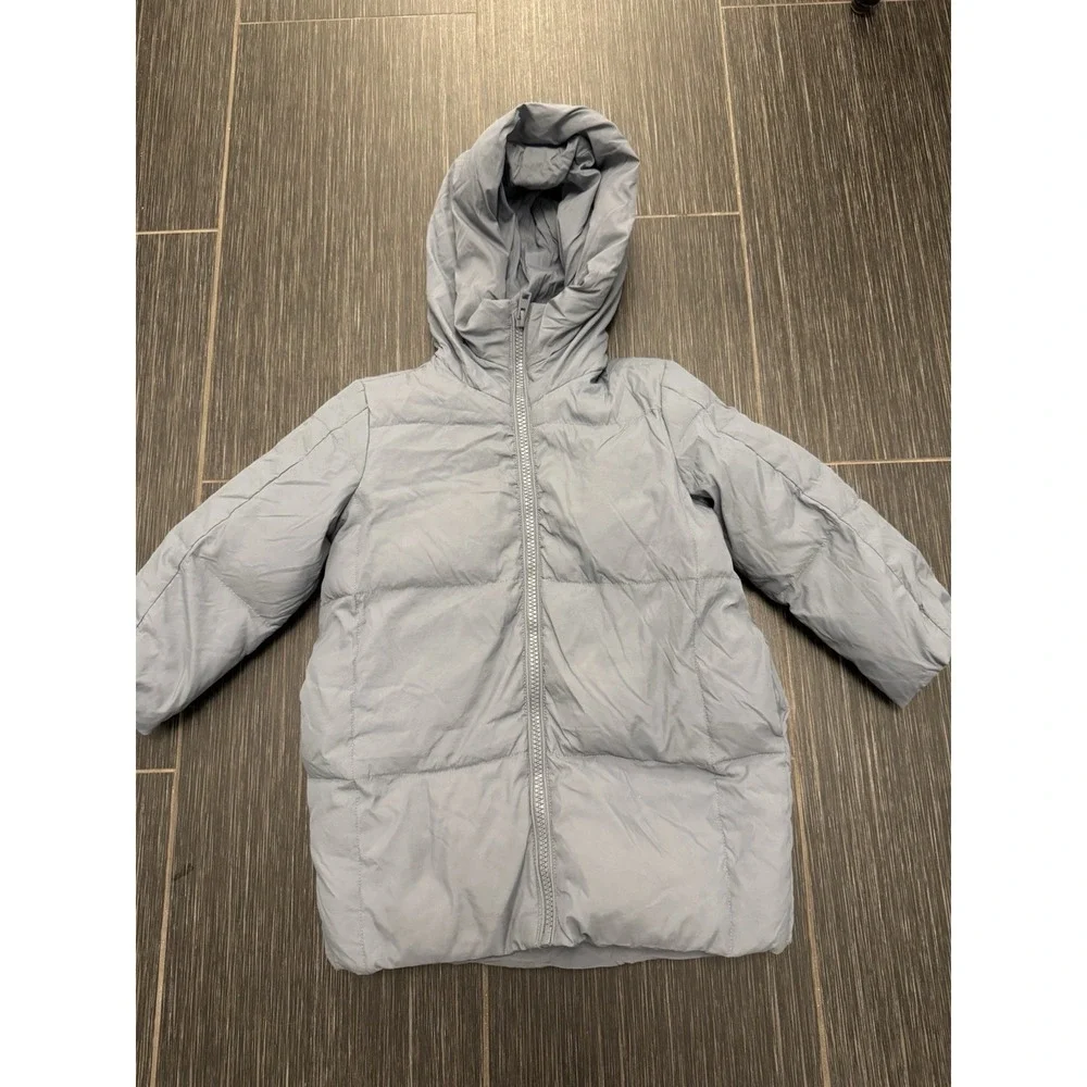 Zara Down Quilted Water-Repellent Classic Hooded Puffer Jacket Sz 6-7 Tiered
